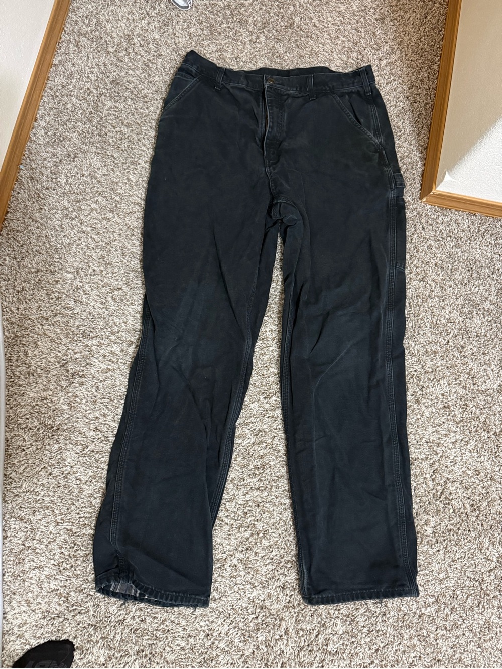 Carhartt Black Cargo Utility Pants flannel lined original dungaree fit